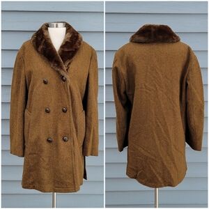 Vintage 50s Mighty-Mac Brown All Weather Stadium Over Coat Sports Pea Coat